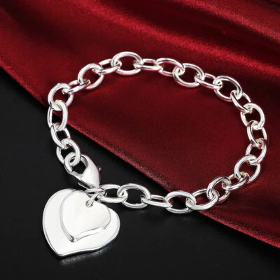 Bracciale Braccialetto Donna in metallo placcato argento 925 - Idea regalo H279 - Immagine 1 di 2