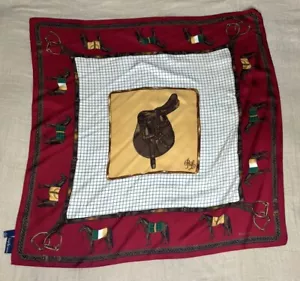 Ralph Lauren Equestrian Ireland Saddle Theme 100% Silk Scarf 34" - Picture 1 of 10