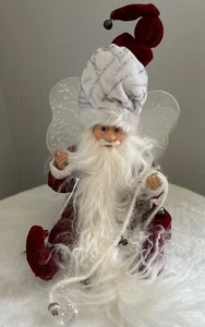Santa Fairy Wings Posable Figure Bells Christmas Holiday Beard Shelf Sitter 19” - Picture 1 of 8