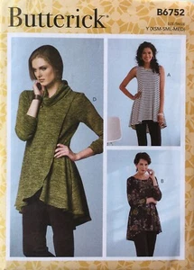 Butterick B6752 Misses Knit Tunics in Assorted Styles Sizes: XS, Small, Medium - Picture 1 of 3