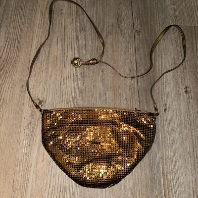 Vintage WHITING & DAVIS Bronze Purse Crossbody Bag Evening Chain Mail Mesh 8x5” - Image 1 of 4