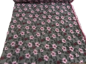 Stoff Ital. Musterwalk Kochwolle Walkloden Relief Blumen grau rosa bordeaux schw - Bild 1 von 5