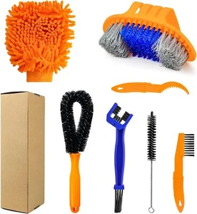 Kit Spazzola Pulizia Bici 7pz Pulitore Catena Moto Manovella Pignone Multiuso - Foto 1 di 3