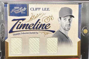 2/25 CLIFF LEE Game Worn Triple Patch 2012 Playoff Prime Cuts PHL Phillies SP