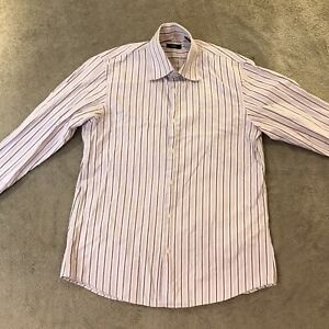 Hugo Boss Dress Shirt Mens Size 16 32/33 XL Striped  Pink Long Sleeve Button Up