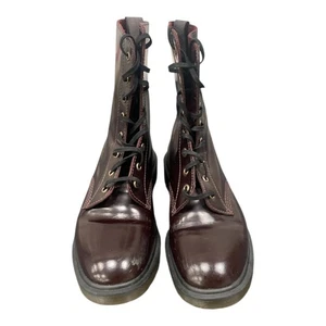 Dr Martens Boots Original AirWair Burgundy Laces Bounce Sole Patent Leather S 8 - Picture 1 of 9