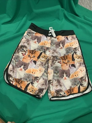 Crazy Cat Dad Kitty Men’s Swimming Trunks Shorts L Large Bioworld Swim READ DESC - Image 1 of 4