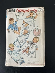 Vintage 60s Simplicity Sewing Pattern 8066 Newborn Baby Infant Layette Cut - Picture 1 of 4