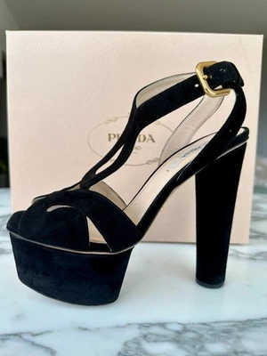 Prada Platform Sandals Black Size 36.5 - Image 1 of 4
