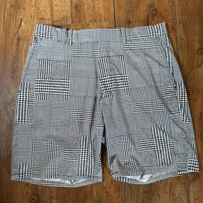 Pantalones Cortos de Golf RLX Ralph Lauren Pata de Gallo Blanco Negro Gancho Ojo 8" Entrepierna Para Hombre 32 Foto 1 de 4