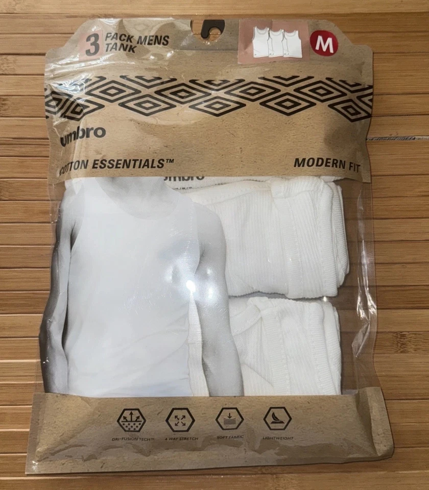 Camisa sin mangas UMBRO de algodón esencial calce moderno acanalado de algodón 3 piezas mediana para hombre Foto 1 de 2