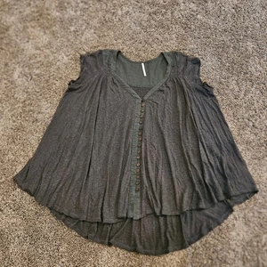 Free People Top Women Size XS Highland Button Front Cap Sleeve Swing Boho Hippie - Picture 1 of 11