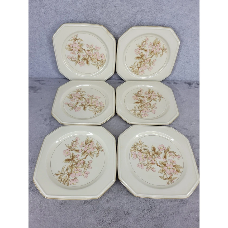 Conjunto de 6 pratos de jantar Mikasa Romantics flores de cerejeira C5001 forno micro-ondas - Imagem 1 de 4