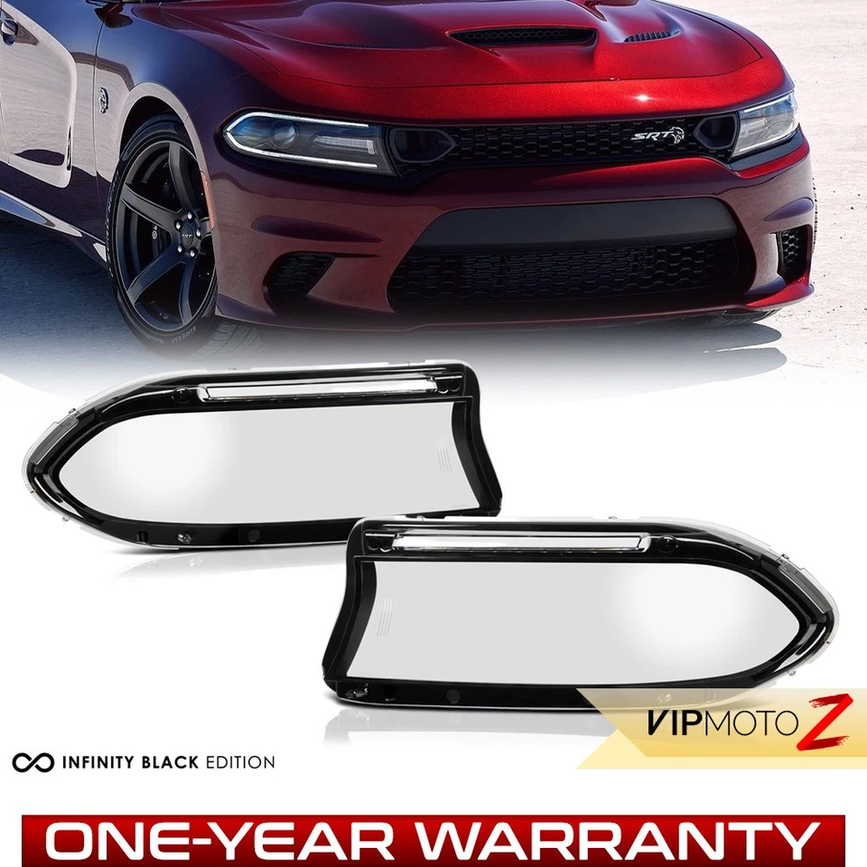 Heavy Duty Clear Headlight Lamps Lens Cover For 2015-2023 Dodge Charger Pair Set - Image 1 of 4