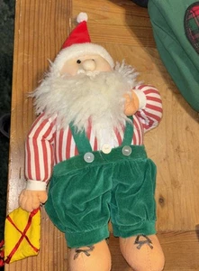 Peluche natalizio vintage Babbo Natale statuina orsacchiotto aquilone 14” con cappello - Foto 1 di 5