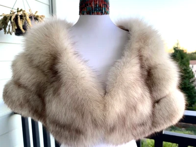 Stunning Arctic Fox Fur  Bridal Stole Shawl, Satin Lining , Soft Supple Fur - Image 1 of 4
