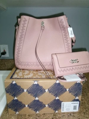 2 Piece Set - NWT 2025 Brighton Interlok Georgia Hobo Purse + Wallet Pink Sand - Image 1 of 4