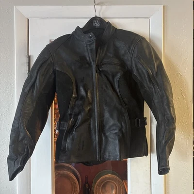 Honda Licencia - Cuero Fairchild Deportes Motocicleta con Almohadillas Chaqueta Negra Grande Foto 1 de 4