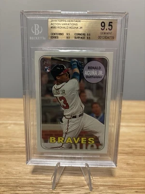2018 Topps Heritage - Action Image Variation Ronald Acuña Jr. #580 (RC) BGS 9.5 - Image 1 of 2