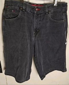 Vintage Tommy Hilfiger Jeans Shorts Herren 34 schwarz Jorts Big Flag Carpenter Baggy - Bild 1 von 3