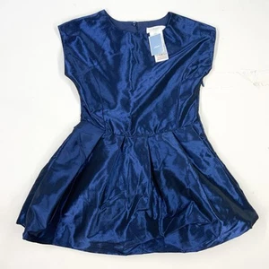 Neu mit Etikett! Jacadi Mädchen 4 Ärmellos Kleid Geber Mitternachtsblau Glänzend Party Formell - Bild 1 von 5