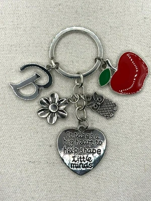 Вдохновляющий учитель сердце красное яблоко письмо B сова цветок подвеска брелок сумка ярлык - Изображение 1 из 4