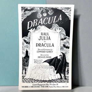 1978 Edward Gorey Dracula Window Card Poster Morris A Mechanic Theatre - Picture 1 of 9
