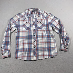 Element Mens Flannel Shirt Blue Red Plaid Long Sleeve Button Up Medium - Picture 1 of 9