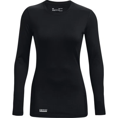 Under Armour 1365393 Womens UA Tactical ColdGear Infrared Base Crew Shirt, Black - Image 1 of 4