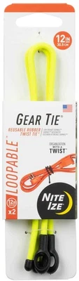 Nite Ize 2-Pack Gear Tie Loopable Twist Tie, 12" - Neon Yellow
