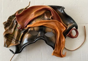 Hand Sculpted Joma Leather Mask Wall Hanging Masquerade Renaissance Costume - Picture 1 of 7
