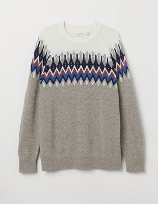 H&M Sweater Unisex Women /Men Sz M Chunky Wool Knit Oversized Geometric Boho Y2k - Image 1 of 4