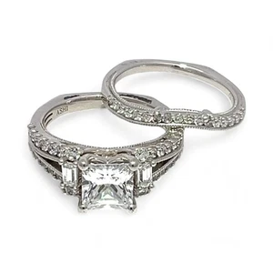 Ashi Sterling Silver Cubic Zirconia Vacation Wedding Ring Set Size 7 (8VC 1205) - Picture 1 of 4