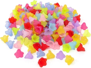200 Stck. 14 mm Verschiedene Farben Mattiert Trompete Blume Perlen Acryl Perlen - Bild 1 von 8