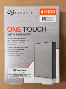 SEAGATE ONE TOUCH PASSWORD 4TB PORTABLE EXTERNAL HARD DRIVE - NEW BOXED SILVER - Picture 1 of 1