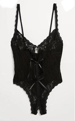 New Hanky Panky After Midnight Open Lace Teddy Black Sz Small - Image 1 of 3