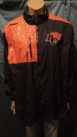 Reebok BC British Columbia Lions CFL Sideline Windbreaker Jacket Canada Football Cover