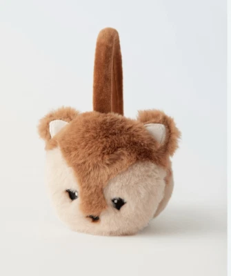 Orejeras Zara niñas 2-4 años marrón tostado cervatillo bebé cara animal peludo oreja borrosa cov Foto 1 de 4