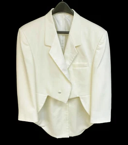 Men's Ivory Tuxedo Tailcoat Two Button with Satin Notch Lapels Size 44S - Picture 1 of 4