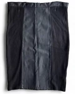 Sportsgirl Vegan Leather Stretch Slit Basic Knit Corporate Pencil Skirt Size L - Picture 1 of 7
