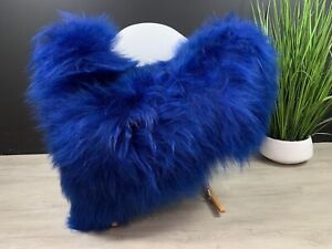 Icelandic Dyed Blue Real Sheepskin Rug Pelt Seat cover pet bed throw
