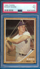 1962 Topps Roger Maris Card #1 NEW YORK YANKEES Centered *TOUGH* NM PSA 7
