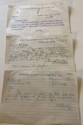 three original notes Norfolk and western railway company 1906 - Image 1 of 4