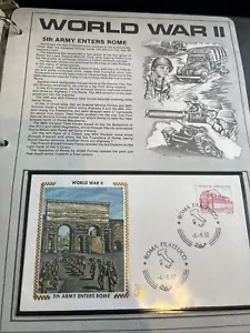 World War 2 Zaso Silk Cachet FDC 5th Army Enters Rome 1982 - Picture 1 of 3