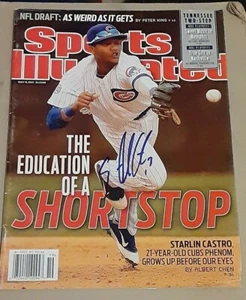 STARLIN CASTRO CHICAGO CUBS FIRMADOS DEPORTES ILUSTRADOS SI CERTIFICADO DE AUTENTICIDAD NOLABEL - Imagen 1 de 1