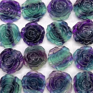 10 piezas Natural Tallado Arco Iris Fluorita Flor Cuarzo Cristal Reiki Sanación Decoración - Imagen 1 de 6