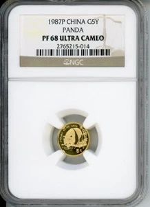 1987-P 5Y 5 YUAN G5Y Chinese PROOF GOLD PANDA 1/20 Oz. NGC PR68 PF68 CHINA !! - Picture 1 of 2