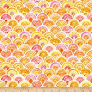 3 Yards Cotton Fabric - Quilting Treasures Fruit Punch Orange Sherbet Scallops - Picture 1 of 1