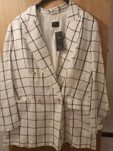 SIZE 16 IVORY MIX LINEN JACKET MARKS AND SPENCER - Picture 1 of 3