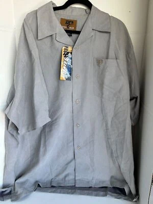 Mens Raw Blue Button Down Gray Polyester Short Sleeve Shirt 2XL Foto 1 de 4